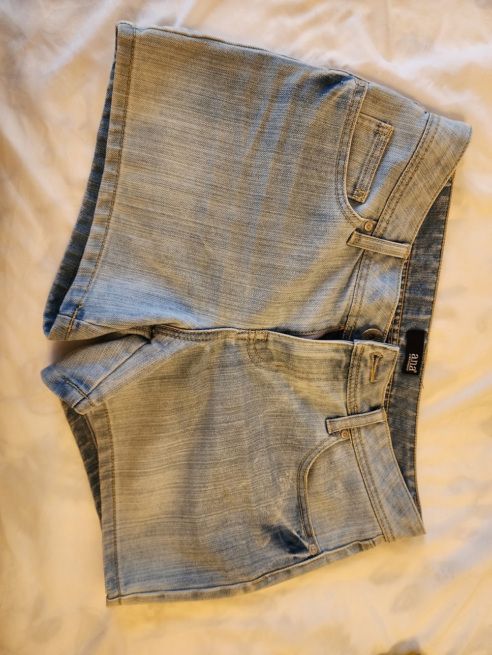 a.n.a Light Blue Denim Shorts with Gold Stitching